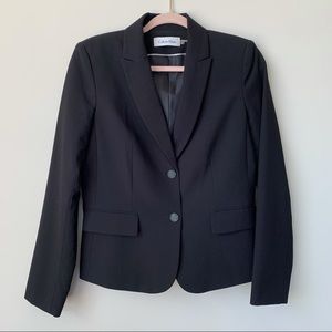 Calvin Klein Charcoal Black Blazer Business Suit Office Work 2 Button Size 6